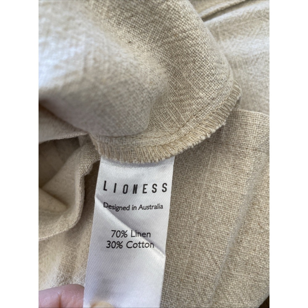 Lioness The Lola Mini Skirt Womens Size 2 Oatmeal Linen Blend Slit Neutral NEW - Picture 5 of 5